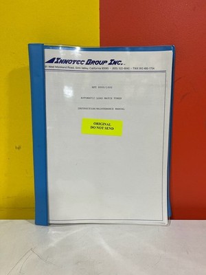 INNOTEC GROUP HFT-8000/1000 Automatic Load Match Tuner Instruction/Maintenance