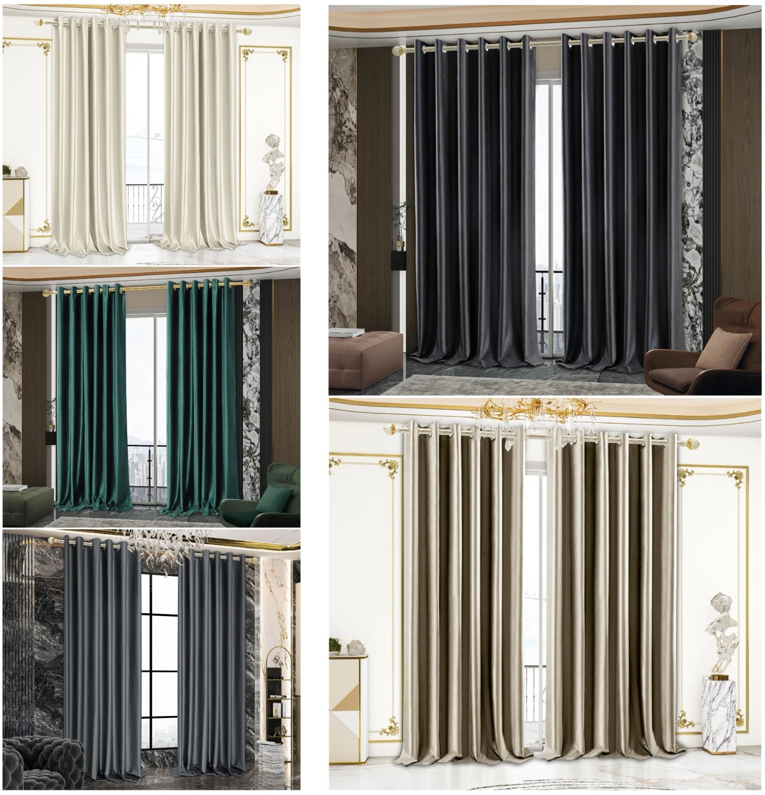 100% Blackout Curtain Eyelet Ring Top Ready Made Thick 320Gsm Curtain Pair Panel