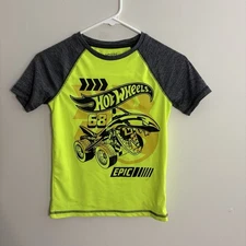 Jumping Beans Kids Boys Size 7 Neon Yellow Hot Wheels Shirt I4