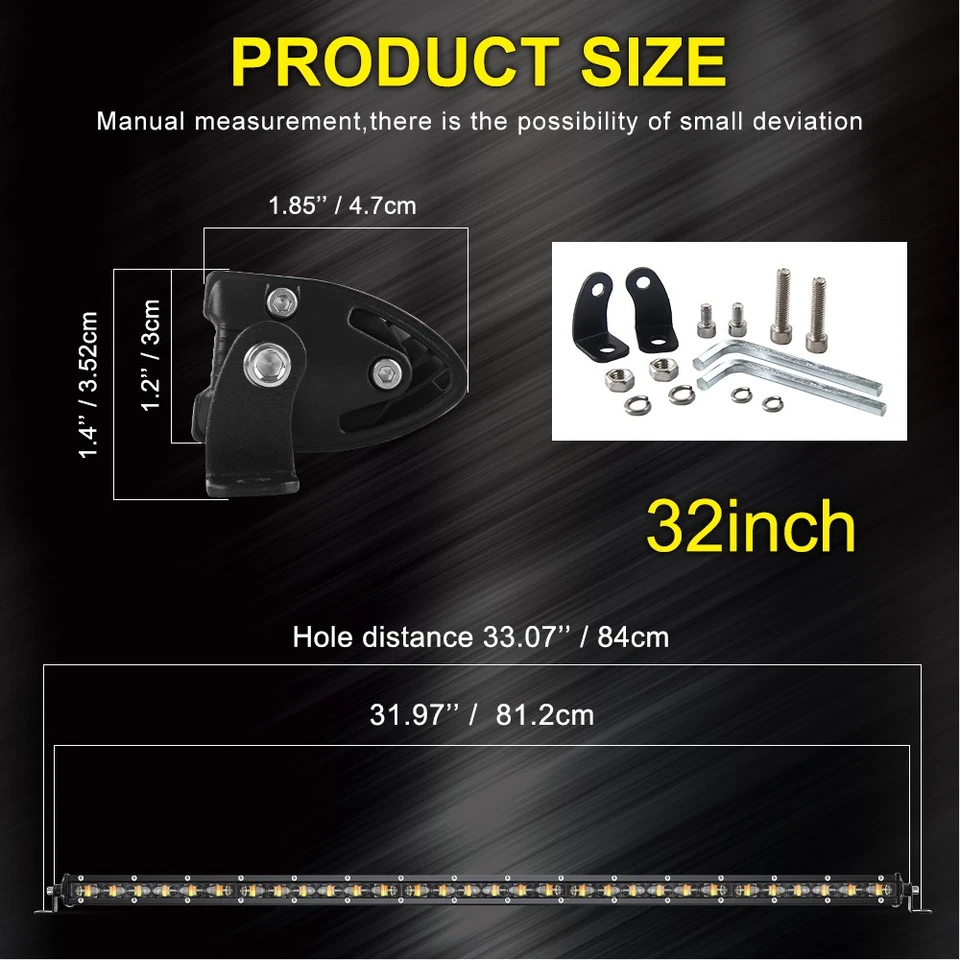 White Amber 32'' LED LIGHT BAR For Arctic Cat Wildcat Sport Trail 700 ATV UTV - Image 2 of 4