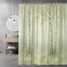 Elegant Forest Shower Curtain - Misty Birch Trees, Nature Decor