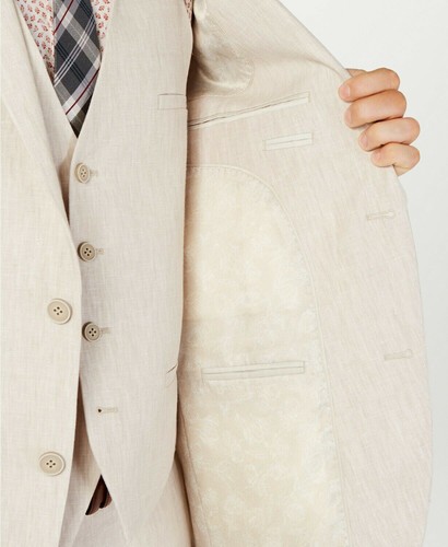Bar Iii Mens Slim fit Suit Jacket Blazer 36 R Beige Solid - Picture 5 of 5