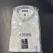 NWT Chaps Men's LS Performance Series Dress Shirt White 16-16 1/2 32-33 New