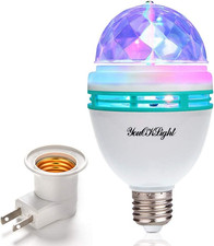 E26 Rotating RGB Disco Ball Light, LED Strobe Bulb Magic Ball Light, for Birthda