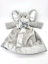 Bearington Baby Elephant Lovey LIL SPOUT Snuggler Gray Security Blanket Satin