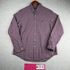Ralph Lauren Shirt Large Tattersall Check Pony Casual Button Up Long Sleeve Mens