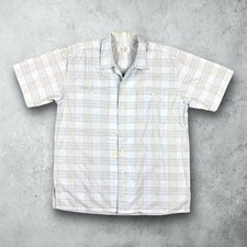Vintage 60s Sears Loop Collar Plaid Button Up Shirt Men's Size Medium