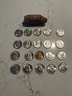 1963 Franklin Half Dollars Roll of 20 - 90% Silver $10 Face. One Coin Has Toning