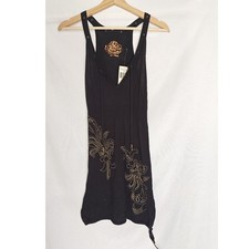 Guess Mini Dress Tunic Top V-Neck Tank Black Studded Embellished Racerback New S