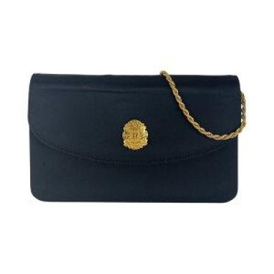 CELINE Vintage Triomphe Blason Black Gold Satin Chain Shoulder Bag