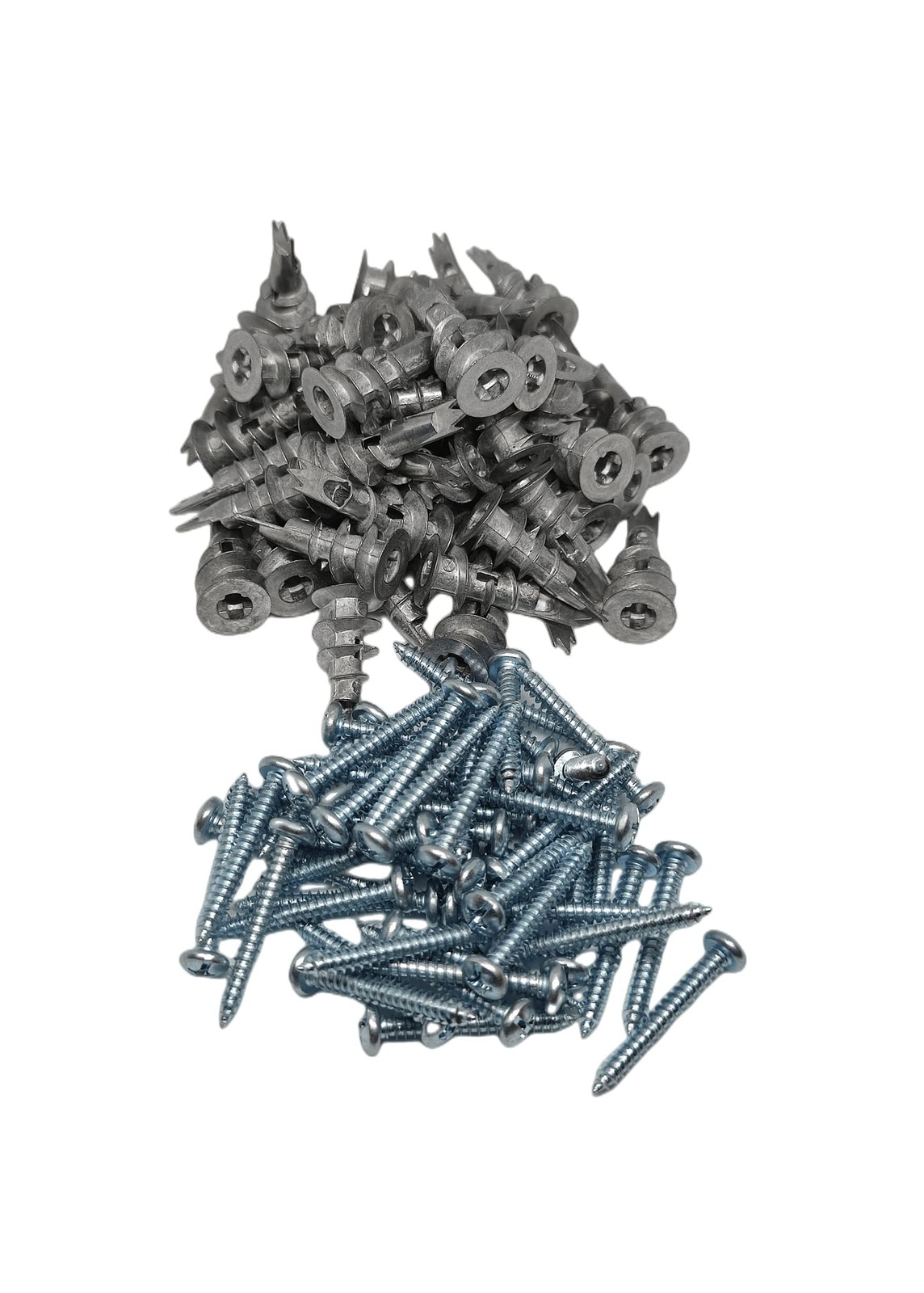 100PCS Zinc Self-Drilling Drywall Anchors Kit - #8 x 1-1/4 Inch Hollow-Wall Anchors for Secure Mounting