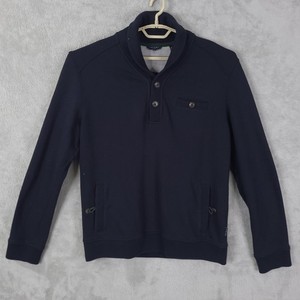 Ted Baker London Sweater Mens XL Navy Shawl Collar Button Mock Neck Pullover