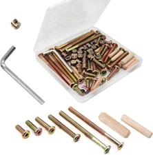 binifiMux Crib Hardware Screws, 70 Pcs M6 Furniture Barrel Nut Bolt M6, Clear 