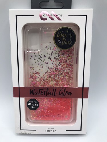 Case Mate Waterfall Glow in The Dark Liquid Pink Glitter Case For Apple iPhone X