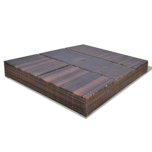 Outdoor Garten Loungebett mit Sonnenschirm/Sonnenliege mit Armlehnen Poly Rattan - Bild 29 von 58