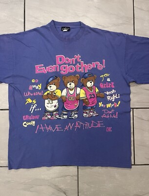 Vintage 90s Attitude Bears Shirt Chic Size 2XL Purple 