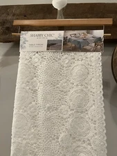 NWT Rachel Ashwell Shabby Chic Table Throw 50 White Doily Floral Cloth Farmhouse