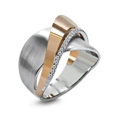 Damen Ring Zirkonia Kristall Strass Ringe Band Fingerring Partnerringe Schmuck - Bild 1 von 4