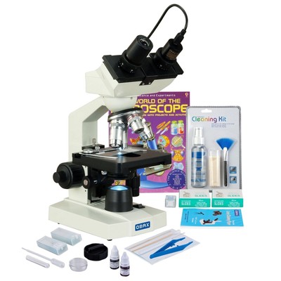OMAX 2500X LED Binocular Microscope 5MP Camera+Slide Preparation Kit+Book+Slides