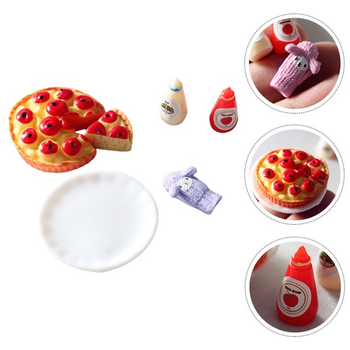 2 Sets Fruit Pizza Dinner Plate Toys Mini Dollhouse Food Toddler Model - Picture 5 of 12