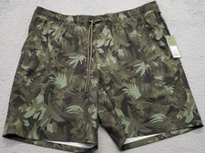 Goodfellow  Co. Swim Trunk Shorts Men's XL Green Palm Leaf Mesh Lined Quick Dry