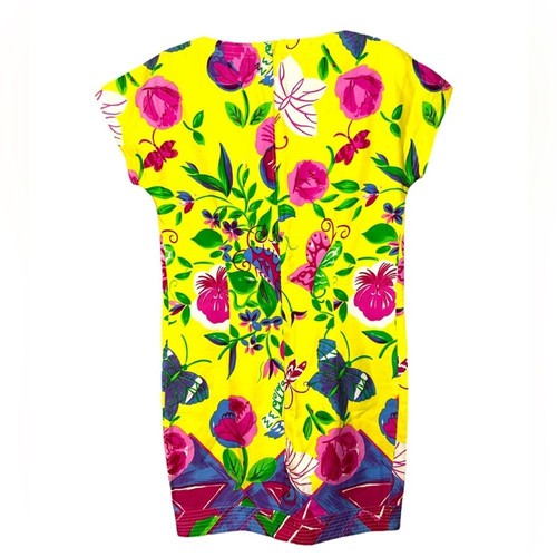 AUTÉNTICO Mini Vestido Vintage Gianni Versace Amarillo Floral Talla Pequeña - Imagen 4 de 7