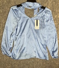 Women’s Nine West Blue Woven Top With Straps S