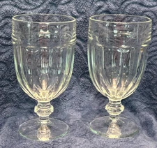 SET OF 2 LIBBEY GLASS GILBRALTAR DURATUFF FOOTED 7" CLEAR ICED TEA/WATER GOBLETS