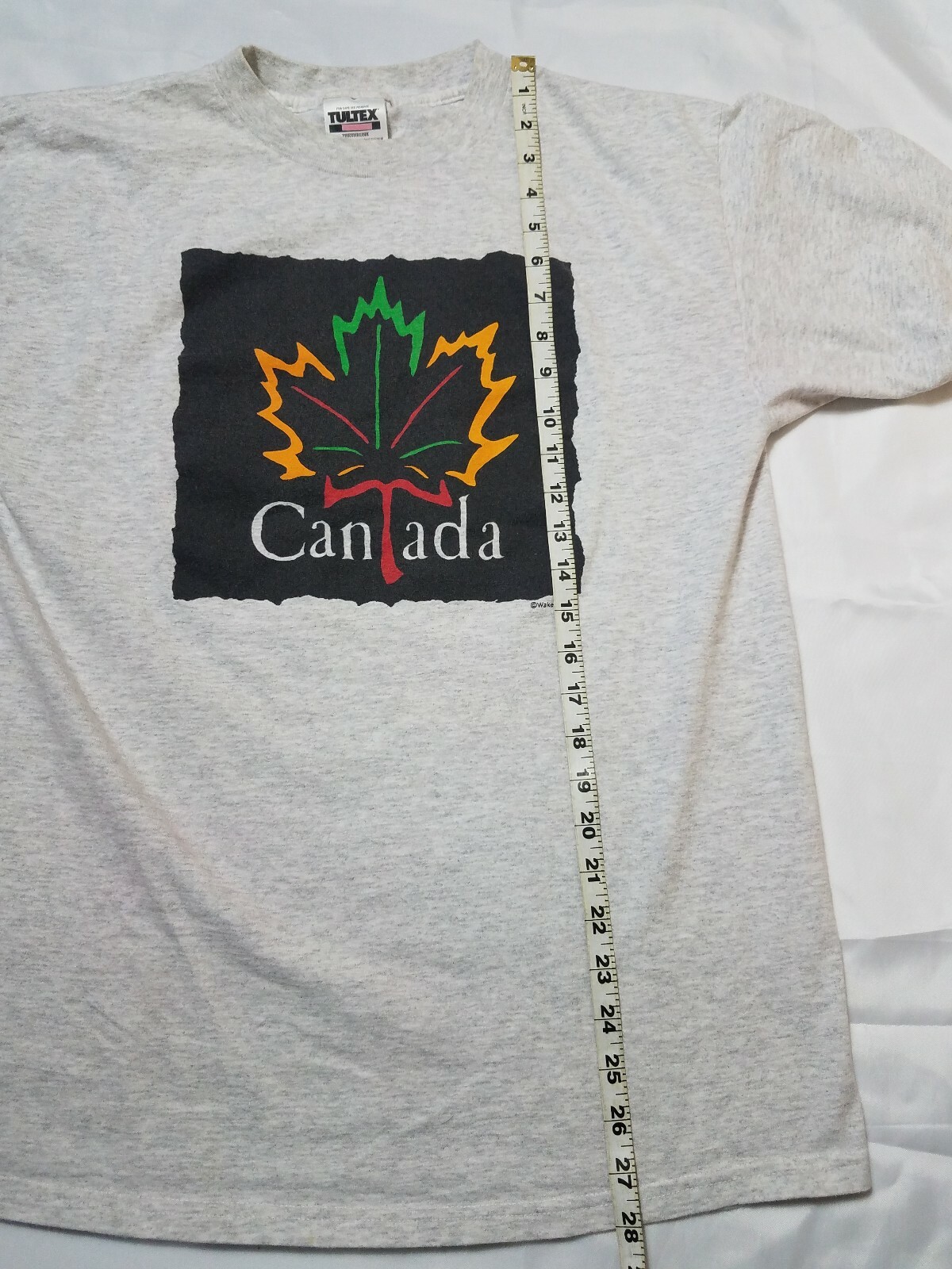 ALTRA T shirt vintage Tultex uomo grande grigio misto bianco foglia di Canada manica corta