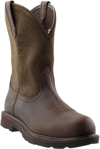 S Groundbreaker Pull On Steel Round Toe Work Boot Leather Br