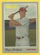 2019 Topps Heritage Baseball Rhys Hoskins 1970 Cloth Sticker Phillies #12