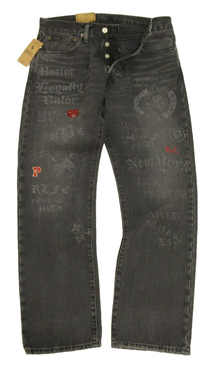 Polo Ralph Lauren Men s Black Gray Multi Graphic Embroidered Classic Fit Jeans