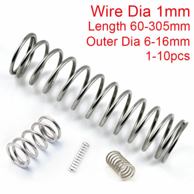 5 Stück Druckfedern 60mm - 18mm Außendurchmesser 1,0mm Draht
