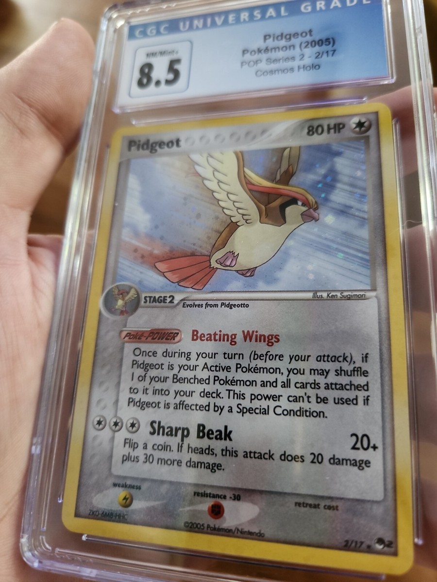 Pokémon Card Pidgeot CGC 8.5 POP Series 2 Cosmos Holo Card 2/17