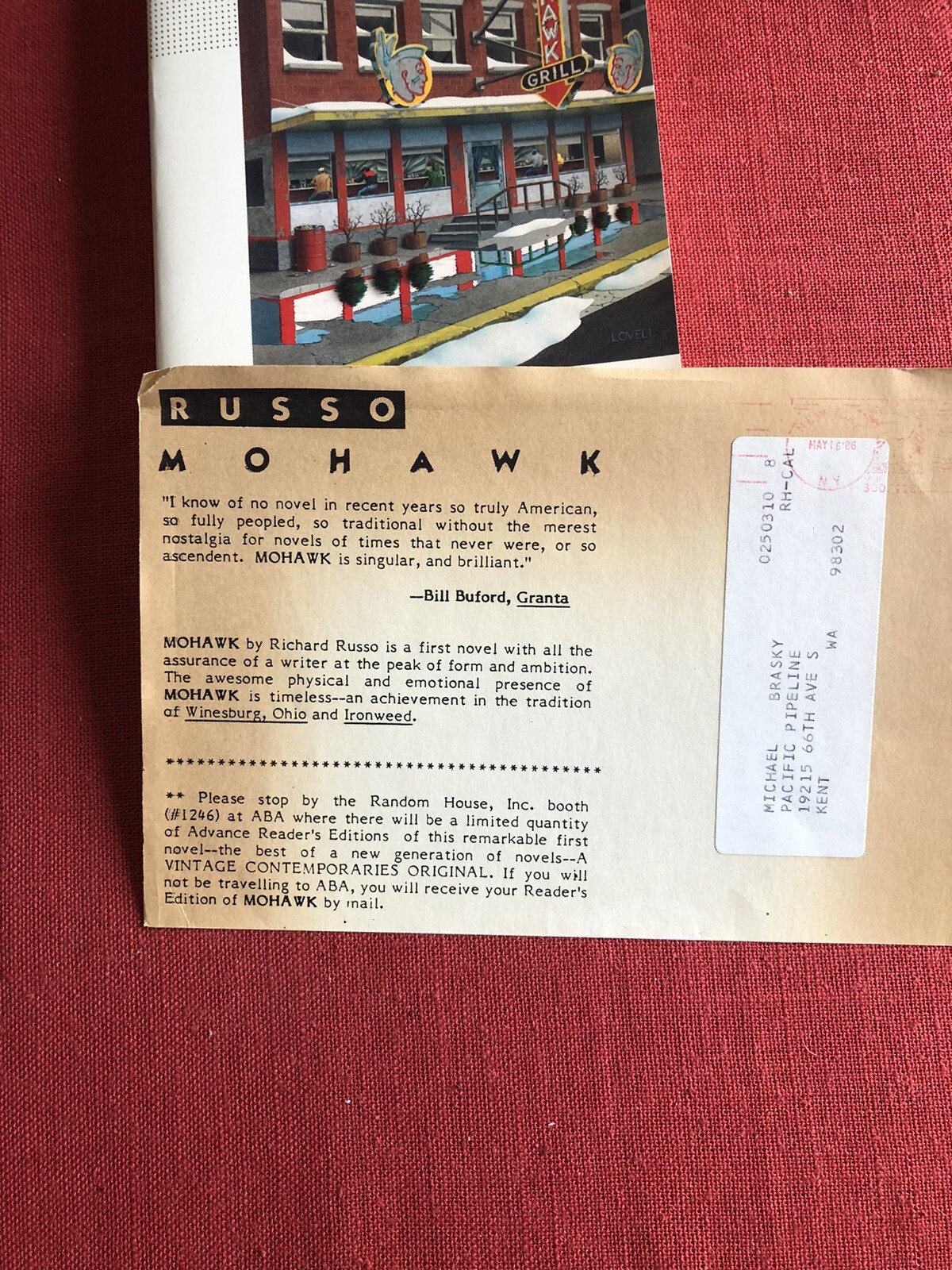 MOHAWK RICHARD RUSSO 1986 advance reader's edition first edition first printing