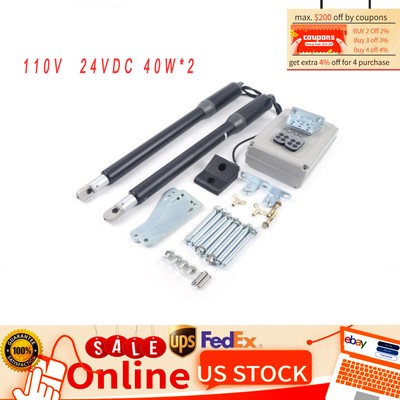 Heavy Duty Automatic Dual/Single Swing Gate Opener +Remote For Fence Gate 650lbs