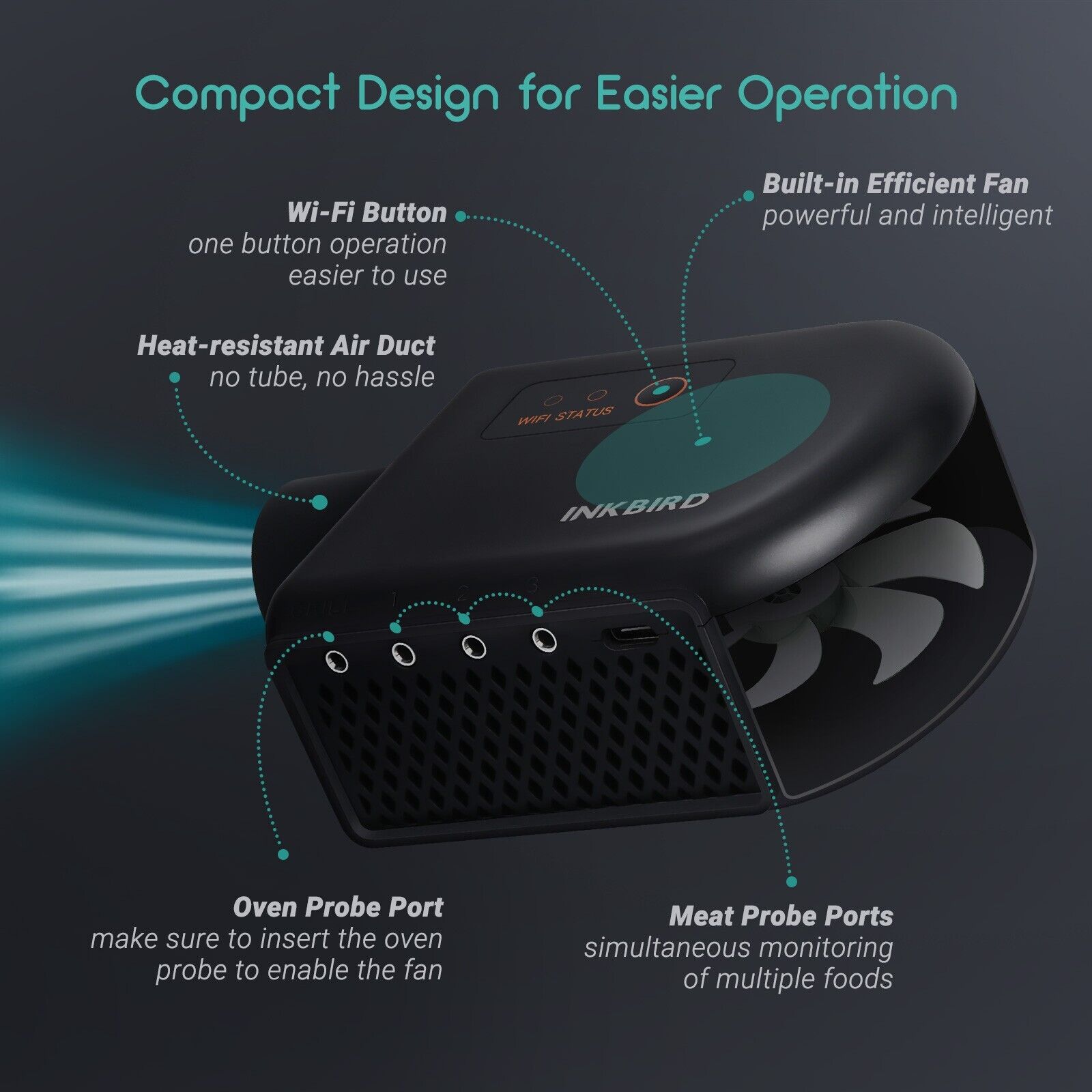 INKBIRD Grillgebläse ISC-027BW Wi-Fi Bluetooth BBQ Smoker Controller Temperatur