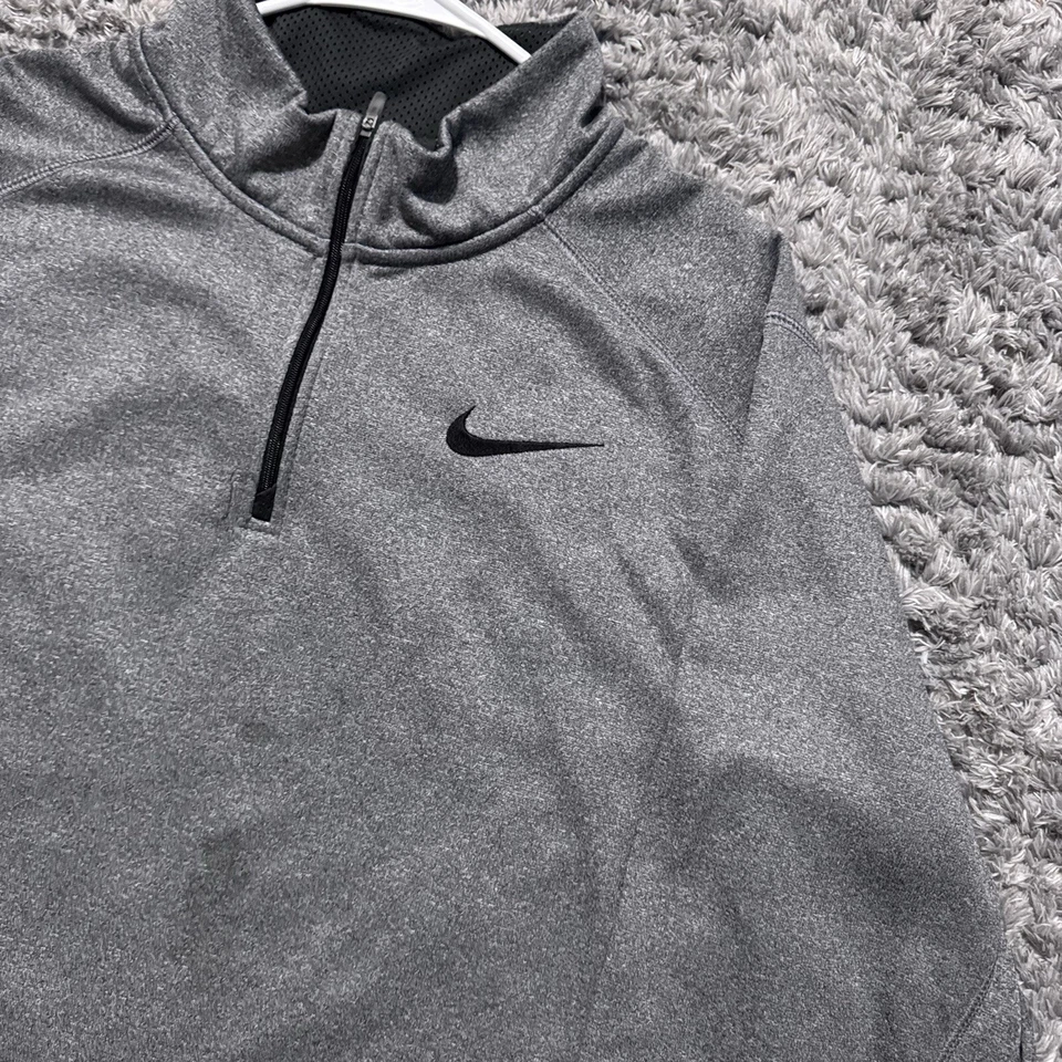 Nike Chaqueta Para Hombres XL Gris Manga Larga Cuarto Cremallera Sudadera Therma-fit Gimnasio Correr Foto 2 de 4