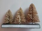 3 Target Threshold Natural Straw Bottlebrush Christmas Tree Set Tabletop Decor