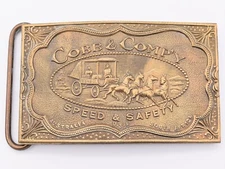 Cobb & Comp'y Stagecoach Fairchild Original 70s Brass Belt Buckle