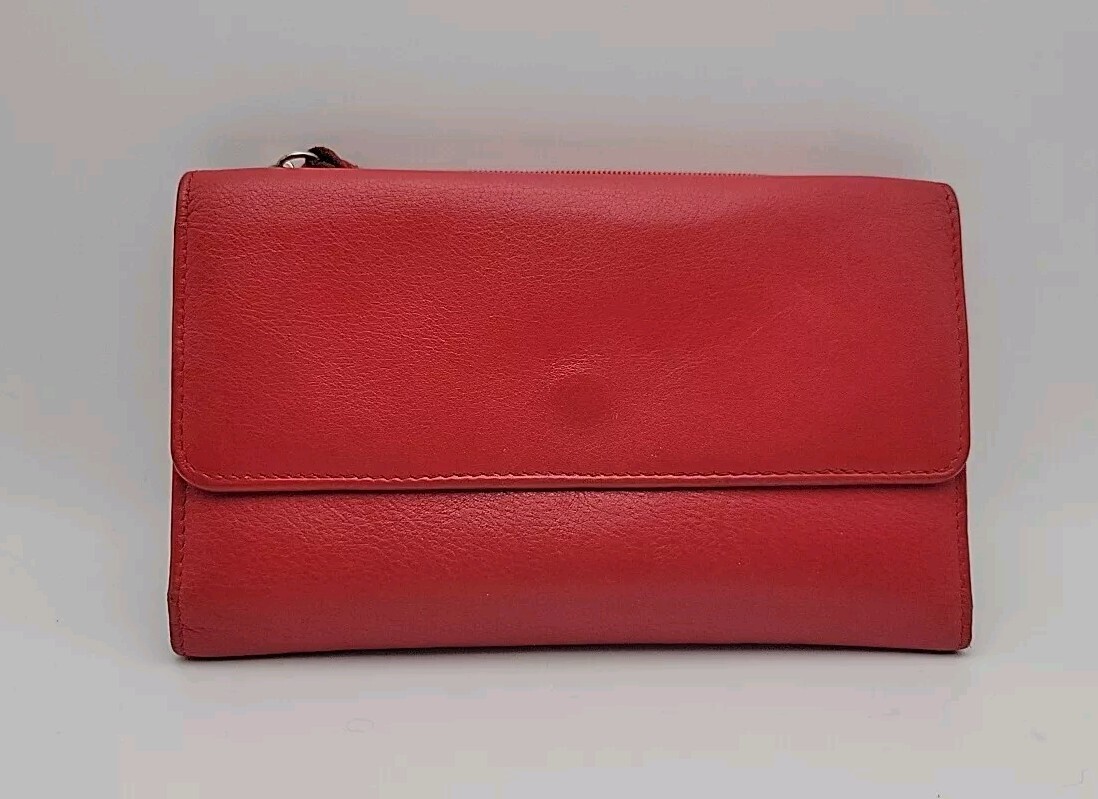 Red Genuine Leather Wallet/Change Purse - Soft Leather - Lots Of