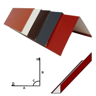 2m Aluminium Winkelblech mit Umschlag Falz First Firstblech Kantblech Gratblech