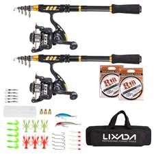 2PCS Telescopic Fishing Rod and Reel Combo Full Kit  Fishing Reel P3W8