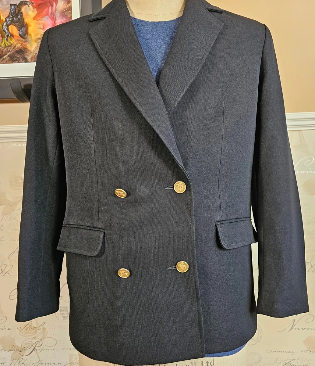 Blazer Burberry vintage para mujer Reino Unido 10-12 doble botonadura lana chaqueta negra
