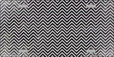 Black White Small Chevron Metal Novelty License Plate Tag Lp7142