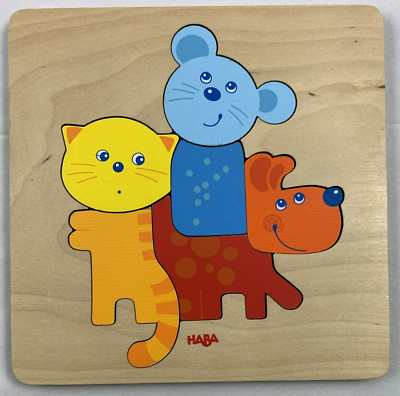 Haba Puzzle Haustiere Jako-o Steckpuzzle Setzpuzzle Holz 6 Teile Spiel 18 x 18cm