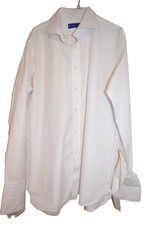 PATON DHOOT LONDON BESPOKE TAILORED WHITE COTTON BUSINESS/WORK SHIRT UK 17"