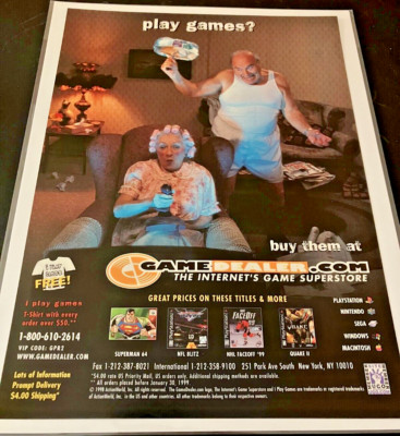 GameDealer.com - Vintage 1998 Funny Gaming Print Ad / Poster / Wall Art - MINT
