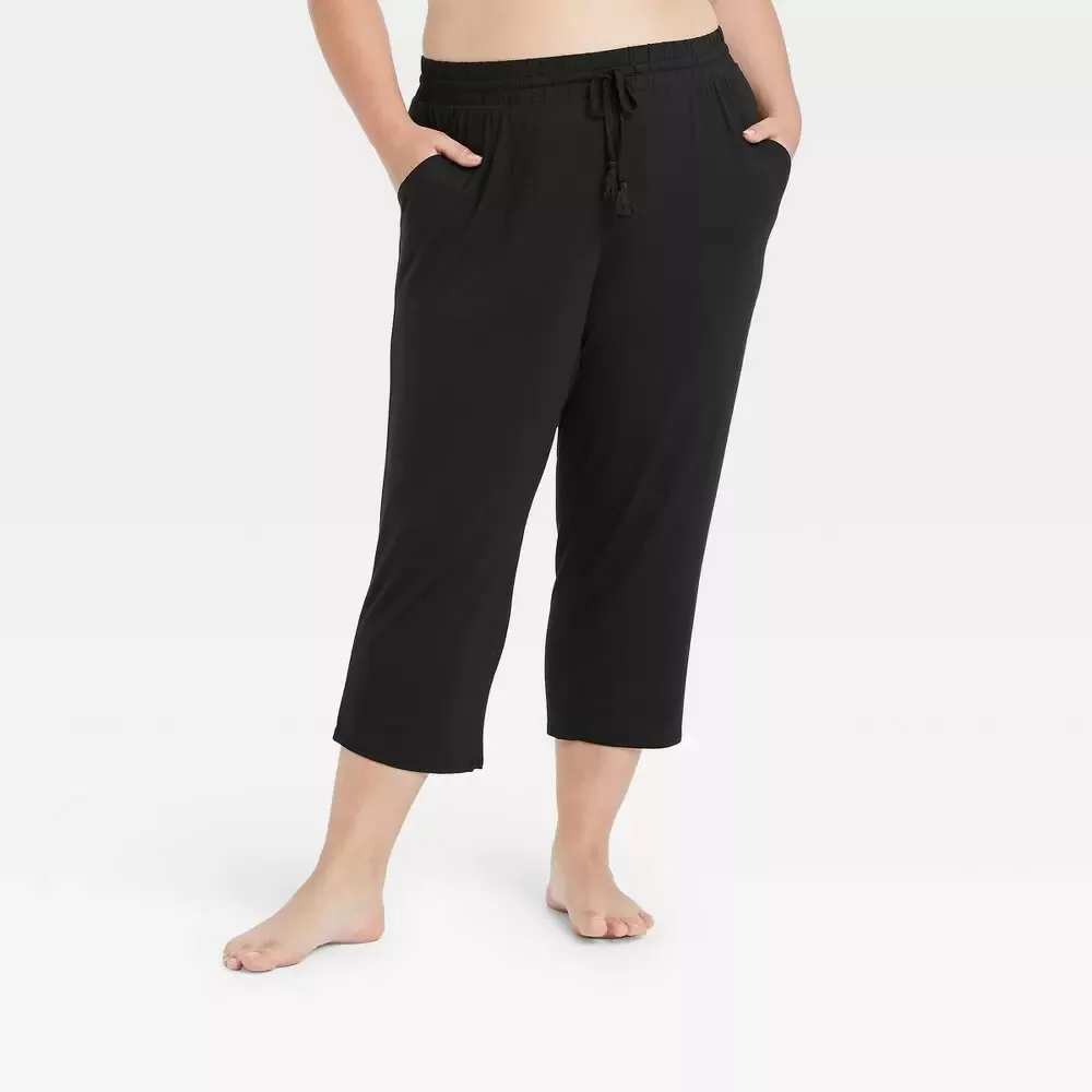 Women's Plus Size Beautifully Soft Cropped Pajama Pants - Stars