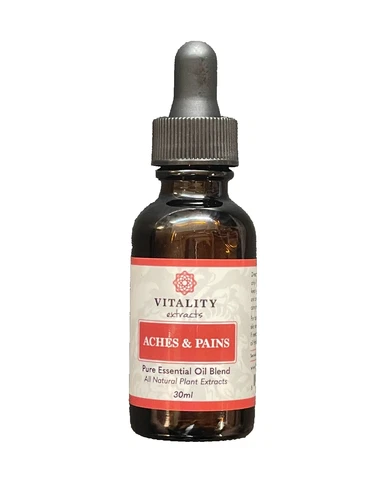 Vitality Extracts Aches & Pains Essential Oil Blend 30ml Glass Dropper Bottle